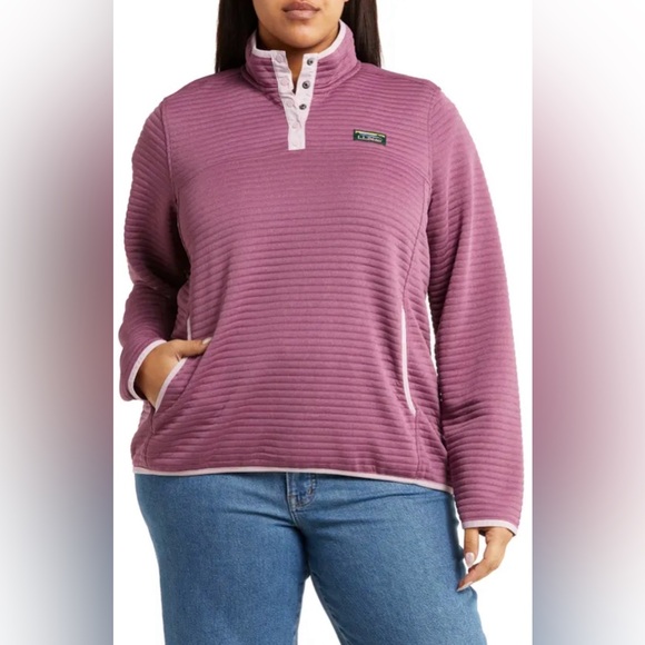 L.L. Bean Tops - L.L. Bean Airlight Knit Pullover Berry Pink Ribbed Stretch